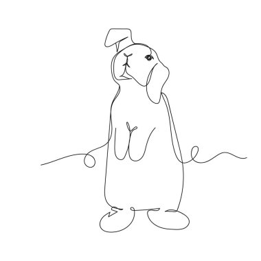 Paskalya dekorasyonunun beyaz arka planda siluet şeklinde tek bir soyut çizgi çizimi devam ediyor. Doğrusal biçimlendirilmiş.