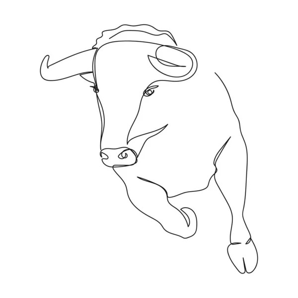 Kontinuální Jedna Jednoduchá Abstraktní Kresba Ikony Býčích Zápasů Siluetě Bílém — Stockový vektor
