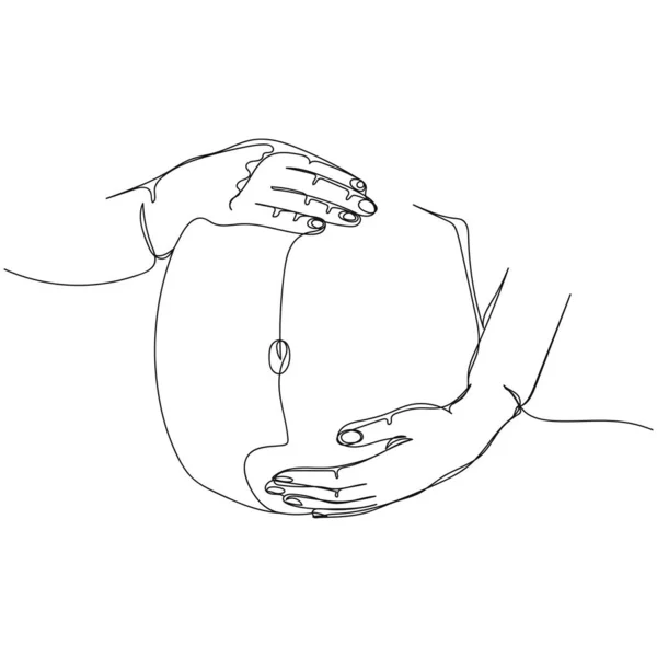 Συνεχής Ένα Απλό Αφηρημένο Σχέδιο Γραμμής Της Εγκύου Γυναίκας Σιλουέτα — Διανυσματικό Αρχείο