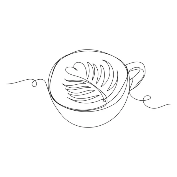 Folyamatos Egy Egyszerű Absztrakt Vonal Rajz Forró Kávé Latte Sziluett — Stock Vector