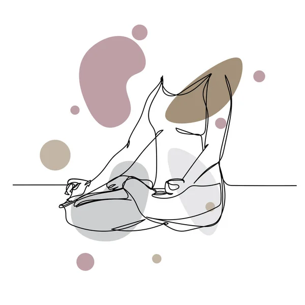 Dibujo Continuo Una Sola Línea Abstracta Simple Posición Loto Yoga — Vector de stock