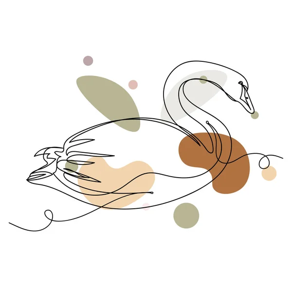 Desenho Linha Abstrato Simples Contínuo Conceito Pássaro Animal Cisne Silhueta — Vetor de Stock