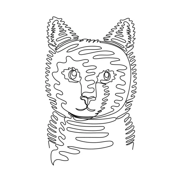 Kontinuierliche Eine Einfache Abstrakte Linienzeichnung Der Niedlichen Schönen Katzenkätzchen Porträt — Stockvektor