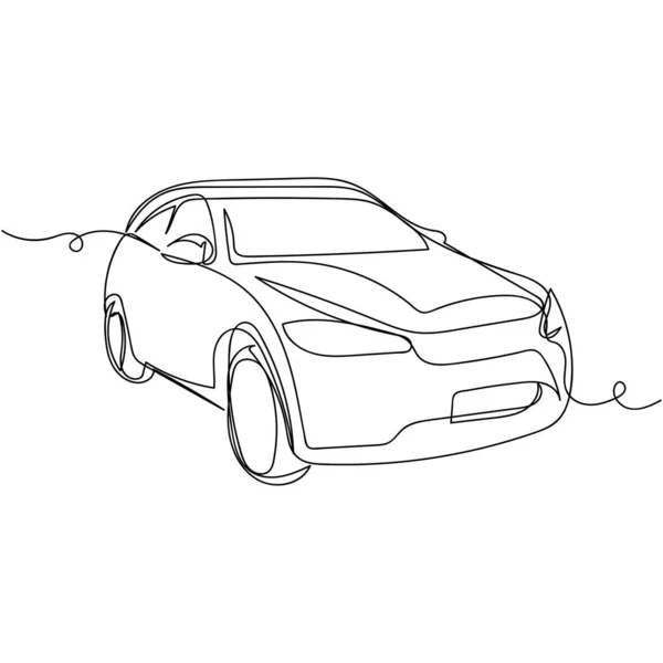 アーティスト白い背景にシルエットで車のアイコンの連続1つのシンプルな単線の抽象的な線画 線形形式 — ストックベクタ