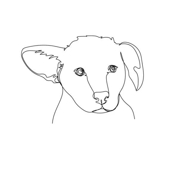 Continu Een Eenvoudige Abstracte Lijn Tekening Van Corgi Puppy Dier — Stockvector