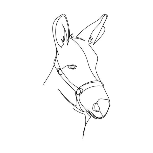 Continu Dessin Simple Ligne Abstraite Simple Icône Portrait Animal Âne — Image vectorielle