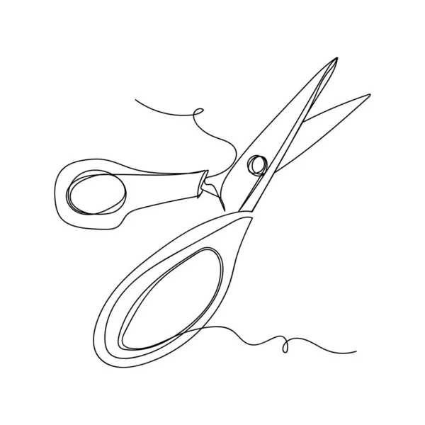 Continuous One Simple Single Abstract Line Drawing Scissors Icon Silhouette — Stock Vector