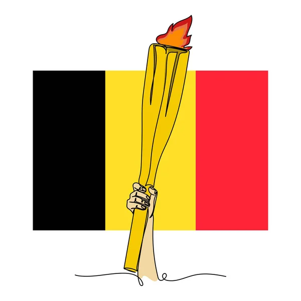 Beyaz Arkaplanda Belçika Bayrağı Simgesiyle Olimpiyat Olimpiyat Olimpiyatları Için Yapılan — Stok Vektör