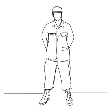 Beyaz bir arkaplanda siluet içinde portre asker ikonunun tek bir basit çizgi çizimi devam ediyor. Doğrusal biçimlendirilmiş.
