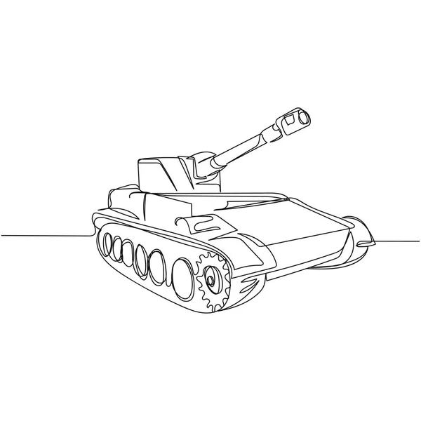 Beyaz Arkaplanda Siluet Halinde Tek Bir Basit Soyut Tank Çizimi — Stok Vektör
