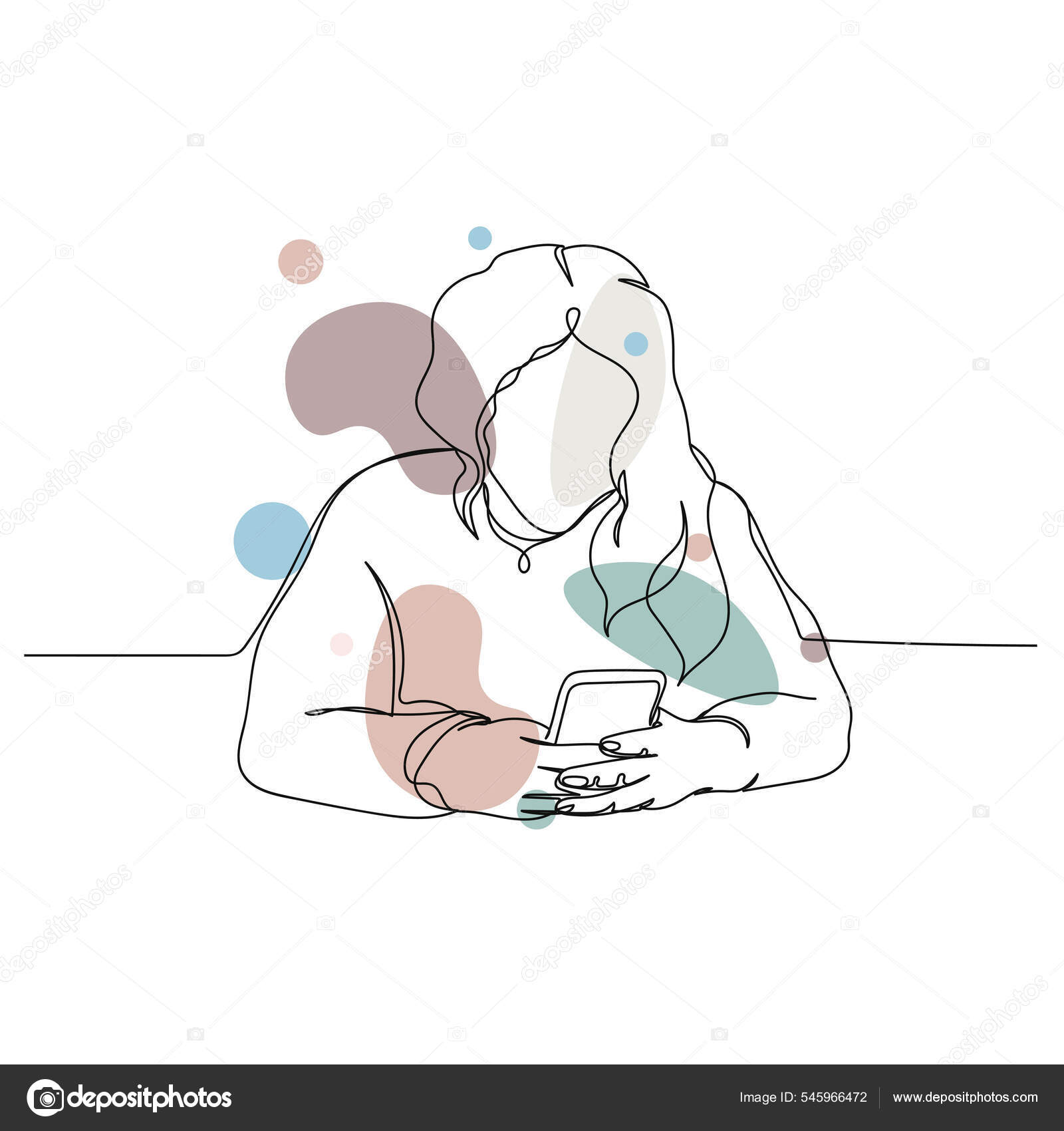 Contínuo Simples Desenho Linha Abstrata Mulher Digitando Mensagem Ícone  Telefone Vetor de ©yanaillustrator@gmail.com 545966472, image size:1600x1700