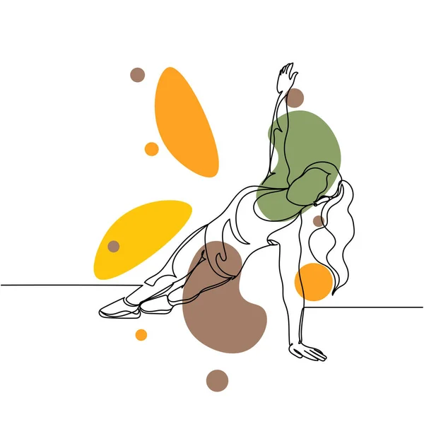 アーティスト白い背景にシルエットでスポーツ女性のアイコンの連続1つのシンプルな抽象的な線画 線形形式 — ストックベクタ