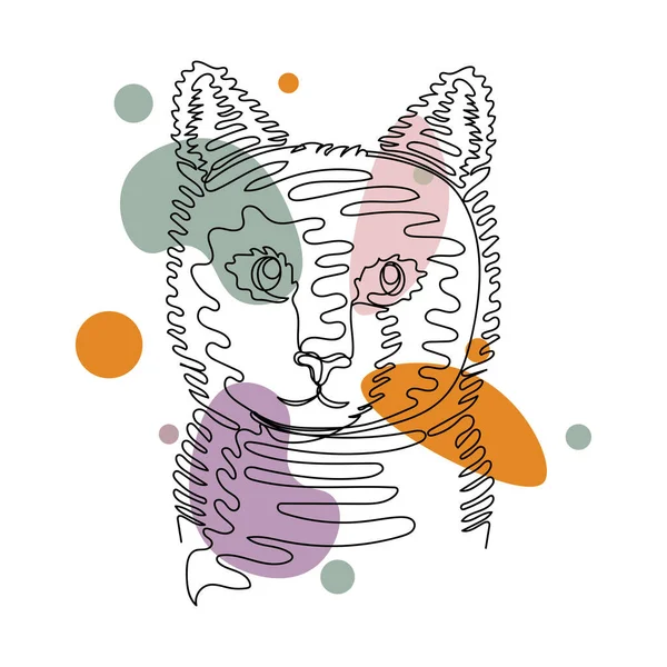 Continuo Dibujo Línea Abstracta Simple Simple Lindo Gatito Gato Hermoso — Vector de stock