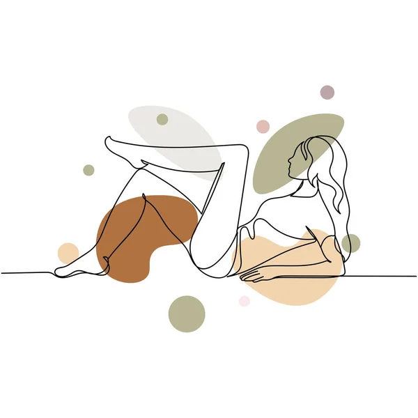 Los Artistas Continuo Una Sola Línea Abstracta Simple Dibujo Mujer — Vector de stock