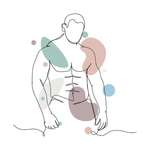 Continuo Una Sola Línea Abstracta Simple Dibujo Fitness Icono Masculino — Vector de stock