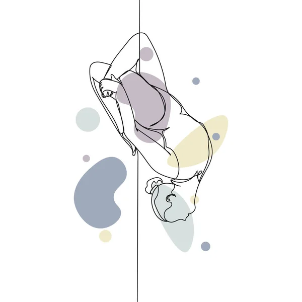 Kontinuierliche Einfache Abstrakte Linienzeichnung Einer Schönen Poledänzerin Die Ein Pose — Stockvektor