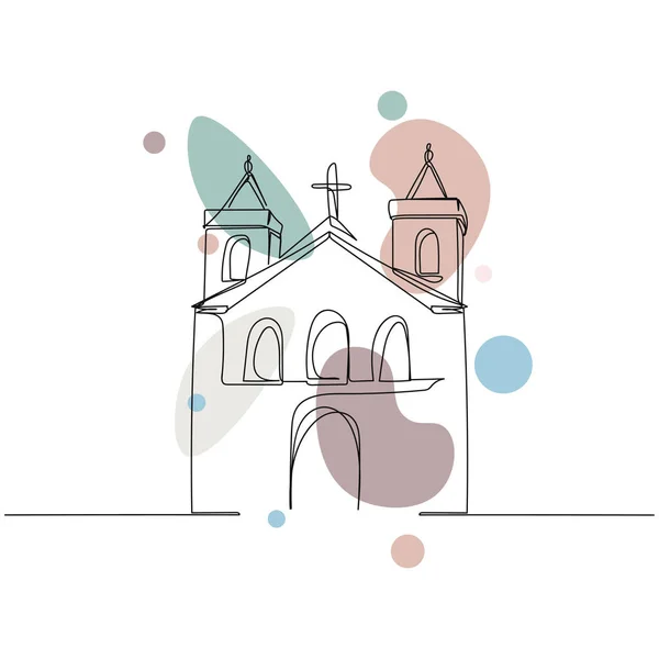 Kontinuierliche Einfache Abstrakte Linienzeichnung Einer Ikone Der Kirchenreligion Silhouette Auf — Stockvektor