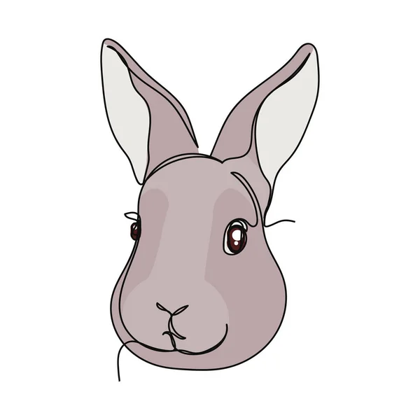 Kontinuerlig Enkel Abstrakt Linje Ritning Kanin Kanin Porträtt Symbol 2023 — Stock vektor