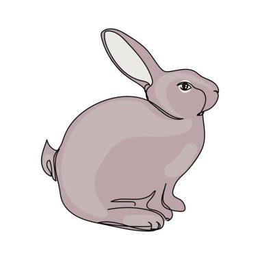 Tavşan sembolü 2023 Paskalya Bayramı konsept simgesinin beyaz arkaplanda silüet halinde tek bir soyut çizgi çizimi devam ediyor. Doğrusal biçimlendirilmiş.