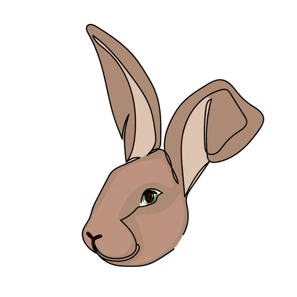 Continu Dessin Simple Ligne Abstraite Simple Logo Tête Visage Lapin — Image vectorielle