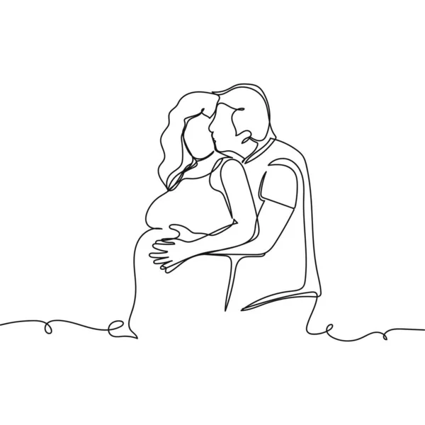 Continu Dessin Simple Ligne Abstraite Simple Heureux Beau Couple Amoureux — Image vectorielle