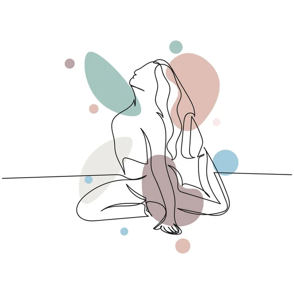 Continuo Una Sola Línea Abstracta Simple Dibujo Hermosa Chica Haciendo — Archivo Imágenes Vectoriales