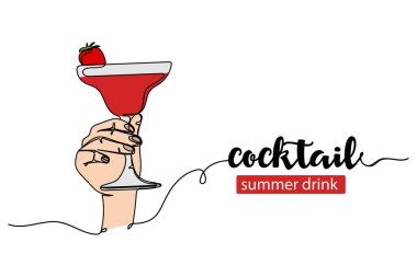Beyaz zemin üzerinde kokteyl ikonu olan tek bir soyut el çizimi devam ediyor. Doğrusal biçimlendirilmiş.