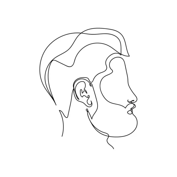 Kontinuierliche Einfache Abstrakte Linienzeichnung Eines Bärtigen Männerporträts Silhouette Auf Weißem Stockillustration