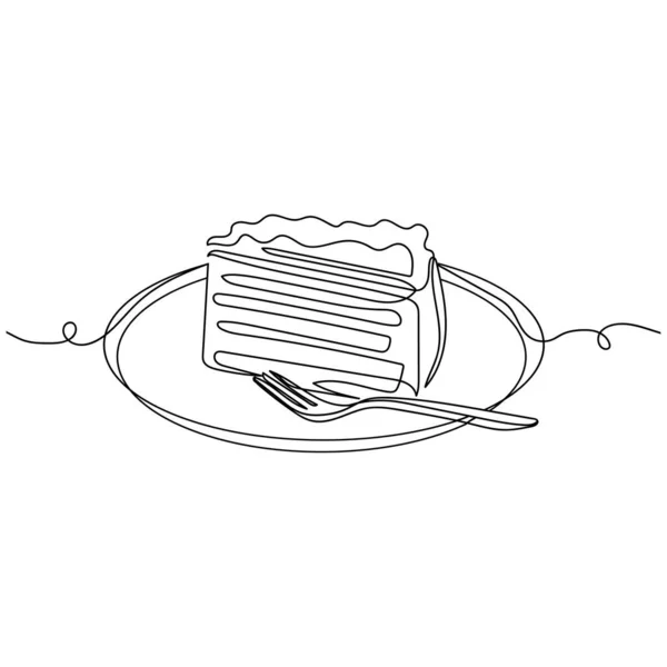 Continuo Una Sola Línea Abstracta Simple Dibujo Deliciosa Comida Rebanada — Archivo Imágenes Vectoriales