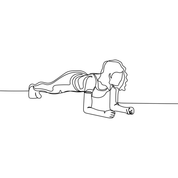 Kontinuierliche Einfache Abstrakte Linienzeichnung Eines Fitness Frau Sport Konzepts Silhouette — Stockvektor