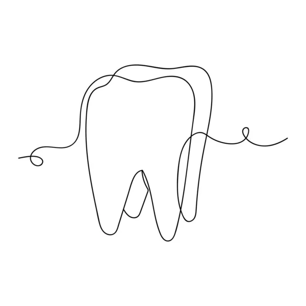 Kontinuierliche Einfache Abstrakte Linienzeichnung Des Zahnsymbols Silhouette Auf Weißem Hintergrund lizenzfreie Stockvektoren