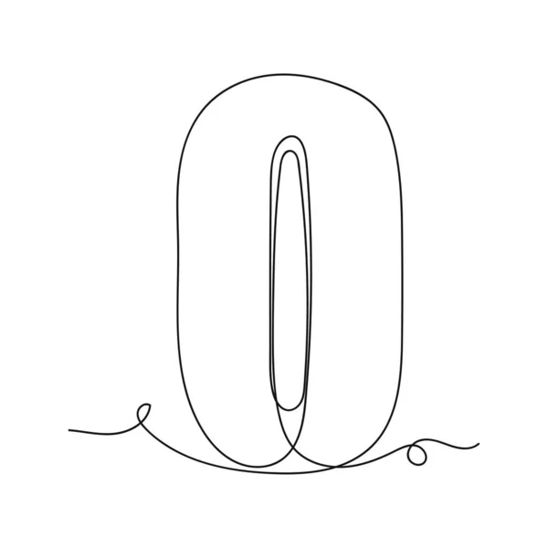 Continuous One Simple Single Abstract Line Drawing Number Zero Icon — Stock Vector