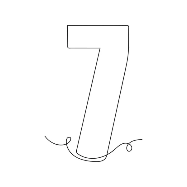 Kontinuierliche Einfache Abstrakte Linienzeichnung Des Symbols Nummer Sieben Silhouette Auf — Stockvektor