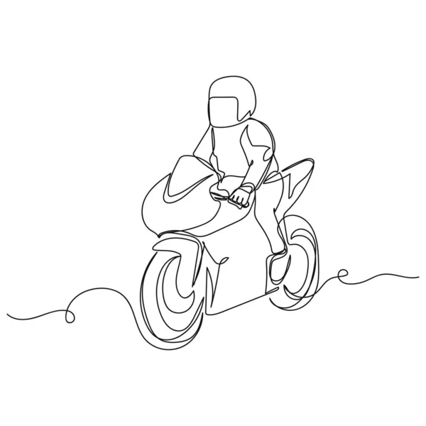 Contínuo Simples Desenho Linha Abstrata Laranja Com Motocicletas Motociclista Ícone —  Vetores de Stock