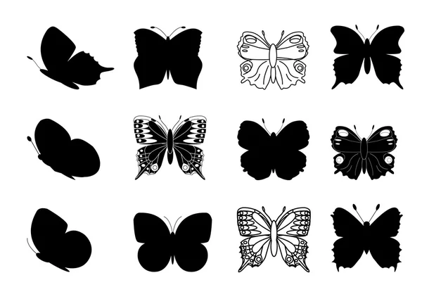 Butterflies silhouettes — Stock Vector