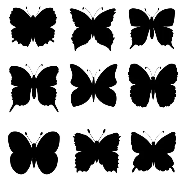 Collection of butterflies silhouettes — Stock Vector