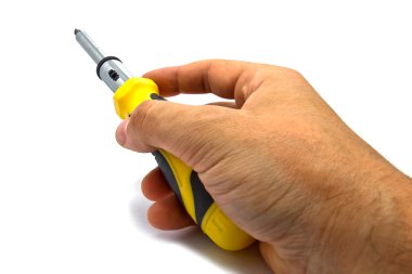 izole erkek elinde tornavida