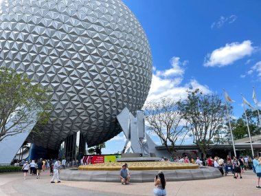 Orlando, FL USA- April 27, 2021: The Spaceship Earth ride at EPCOT in Walt Disney World in Orlando, Florida. clipart