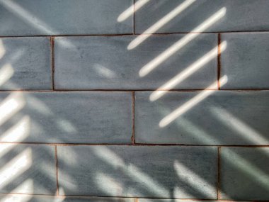 Banyodaki gölgeli bir fayans duvarı arka plan olarak kullanılabilir..