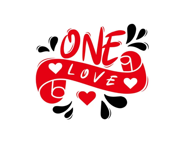 One Love Belettering Tekst Witte Achtergrond Vectorillustratie Voor Typografie Poster — Stockvector