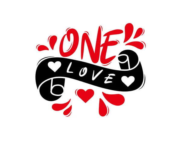 One Love Lettering Text White Background Vector Illustration Typography Poster — Stock Vector