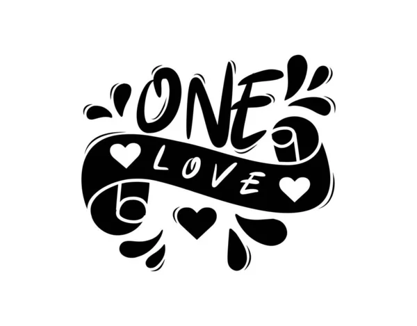 One Love Lettering Text White Background Vector Illustration Typography Poster — Stock Vector