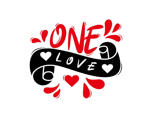 One Love Lettering Testo Sfondo Bianco Nell Illustrazione Vettoriale Poster Vettoriale Stock