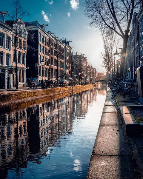 Амстердам Нидерланды Января 2022 Года Дома Канала Амстердам Нидерланды — стоковое фото