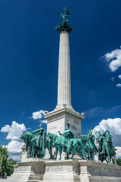 Heroes\' Square is one of the main squares in Budapest. Noted for statue complex featuring the Seven chieftains of the Magyars and other important Hungarian national leaders. Is one of the most-visited attractions in Budapest, Hungary.