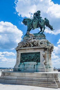 7 July 2022, Budapest, Hungary - Statue of Prince Eugene of Savoy in front of Buda Castle in Budapest, Hungary, Europe 
