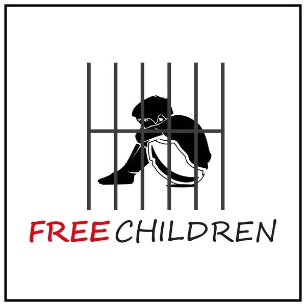 Anak Anak Bebas Ilustrasi Konseptual Tentang Anak Anak Dan Penjara Stok Ilustrasi 