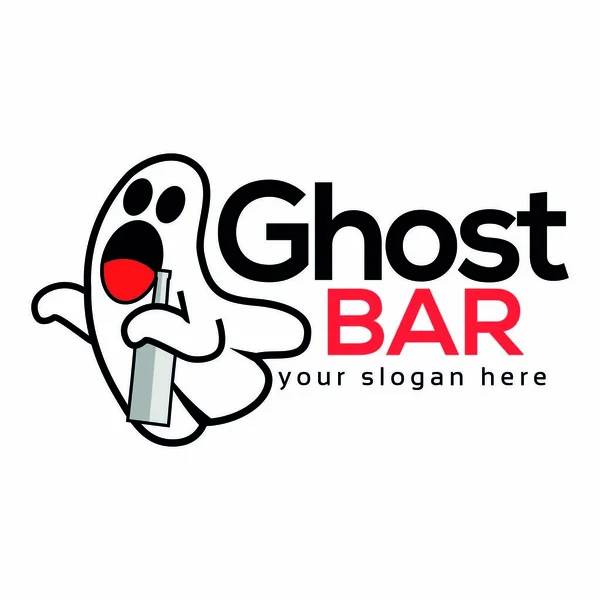 Modèle Vectoriel Logo Ghost Bar Illustration Vectorielle Plate Sur Fond — Image vectorielle