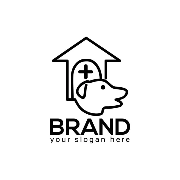 Hund Und Kreuz Logo Vektor Haustierpflegekonzept Unterschreiben Flache Bauweise — Stockvektor