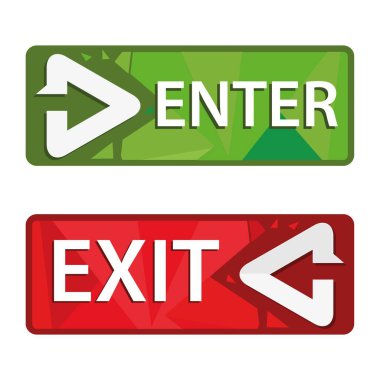 Yapıştırma vektör illüstrasyonunu girin ve çıkın. Borsa etiketi